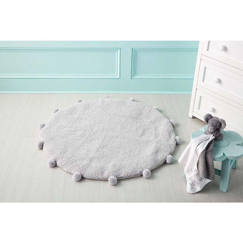 期間セール ！ Mud Pie マッドパイ ポンポン付き シェルパ生地 プレイマット グレー 【1984200892】(10322円)