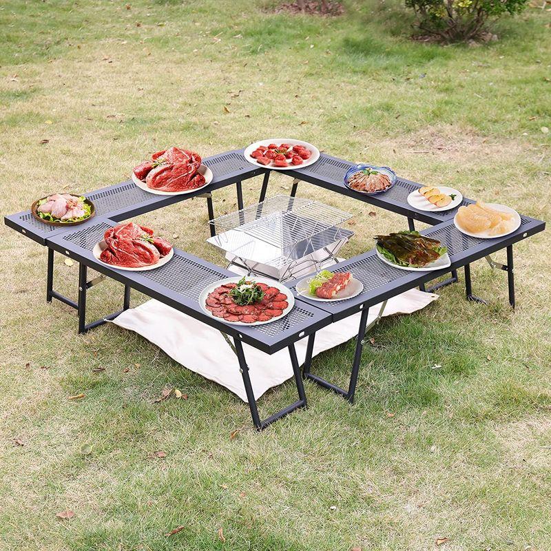 SUN-YE 焚き火テーブル アウトドア 囲炉裏 組み替え可能 収納ケース付 アウトドア アイアン囲炉裏テーブル マルチファイアテーブル 4 アウトドア YE 焚き火テーブル 囲炉裏 組み替え可能 収納ケース付 アイアン囲炉裏テーブル マルチファイアテーブル