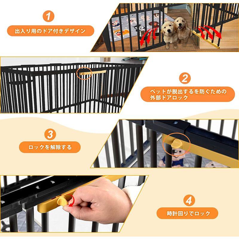 Rsoeei 黒いペットサークル 室内 ドッグサークル12面 犬 サークルケージ 小型 おしゃれ ペットフェンス ドア付き DIY ゲージ ペットフェンス 黒いペットサークル 室内 ドッグサークル12面 犬 サークルケージ 小型 おしゃれ ドア付き DIY ゲージ