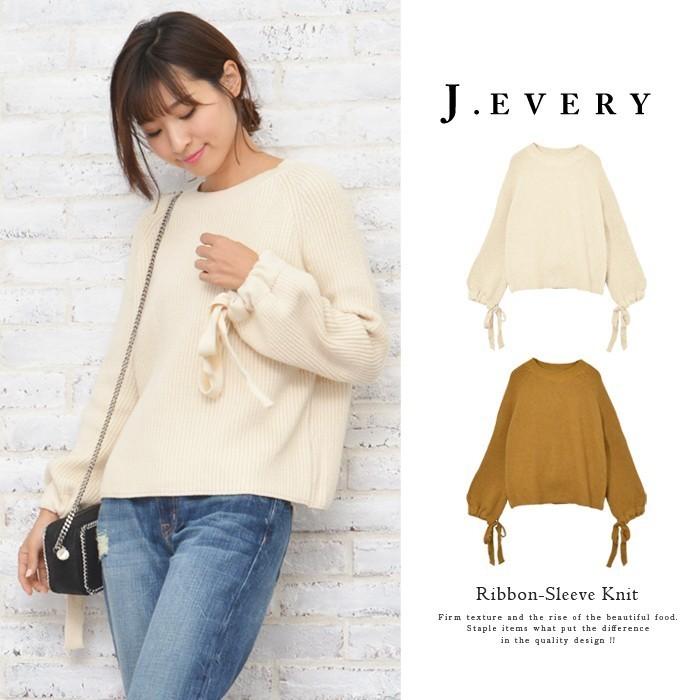 ニット レディース 袖リボン 袖バルーン 袖コンシャス クルーネック トップス セーター ホワイト マスタード 白 J Every ジェイエブリー Ev Ntp009 Jungle Jungle 通販 Yahoo ショッピング