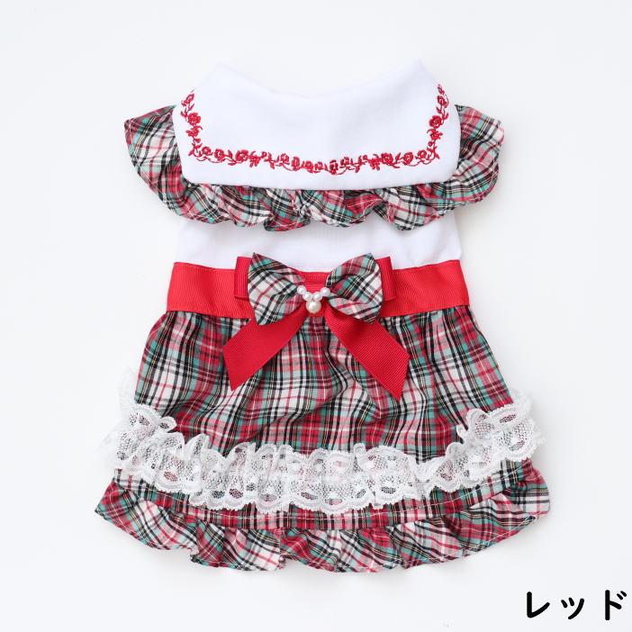 【専用】きゃんナナ　タータンチェックワンピ　Ｓ CanNana 犬服 春 レトロいちごタータンチェックワンピース SS-L