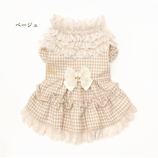 CanNana 犬服 秋服 きゃんナナ 千鳥格子エレガントワンピース SS-L