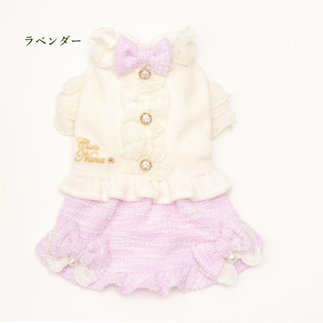 CanNana 犬服 秋服 きゃんナナフリルトップス×ツイードドッキング