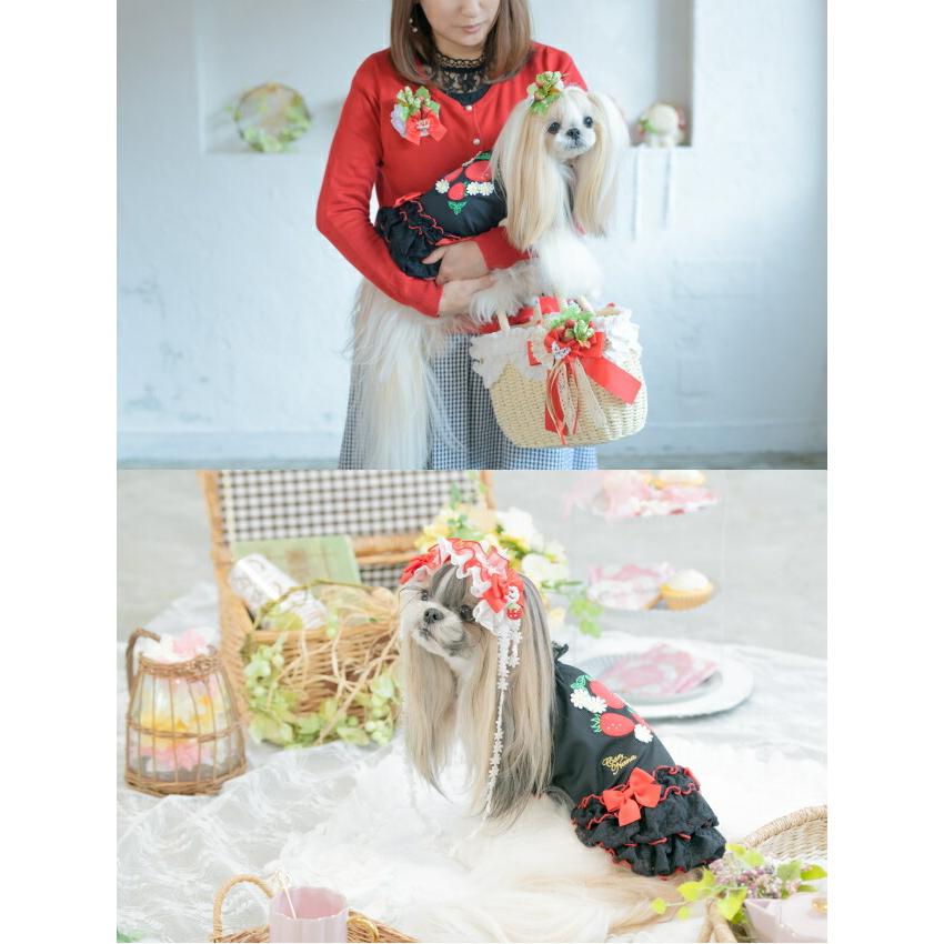 CanNana きゃんナナ 犬服 春 夏 あまいイチゴのレースフリルワンピース