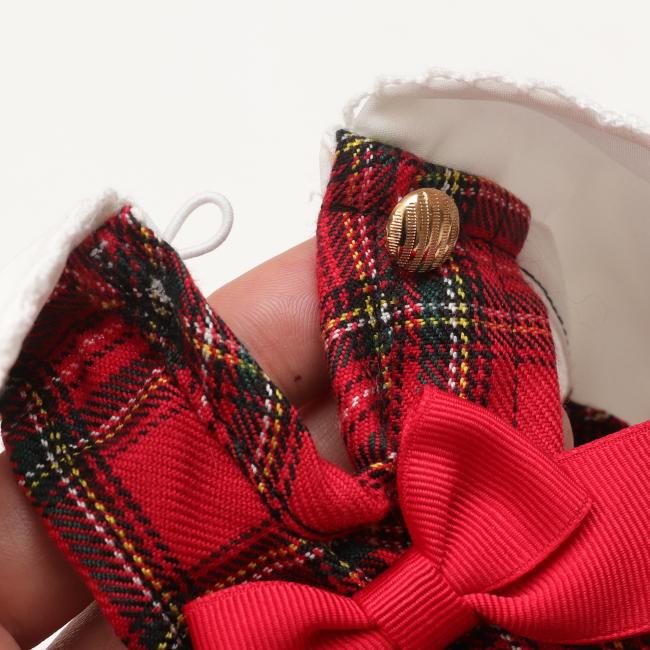 CanNana 犬服 セーター ドッグウェア 白襟タータンチェックワンピース