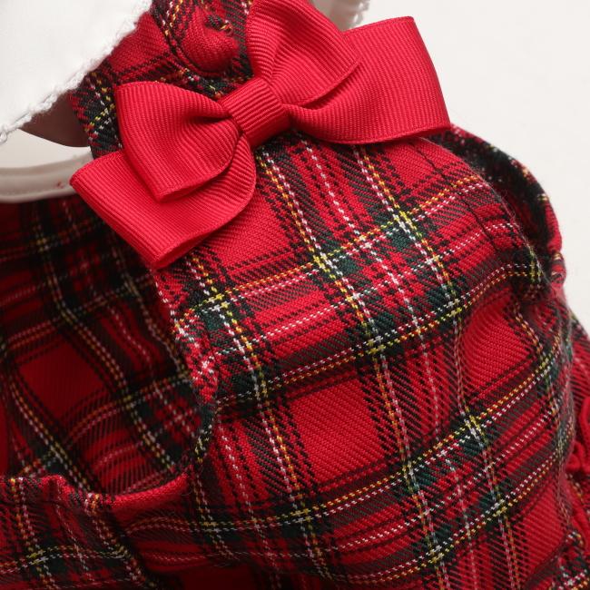 CanNana 犬服 セーター ドッグウェア 白襟タータンチェックワンピース