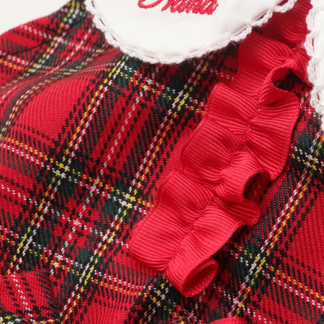 CanNana 犬服 セーター ドッグウェア 白襟タータンチェックワンピース