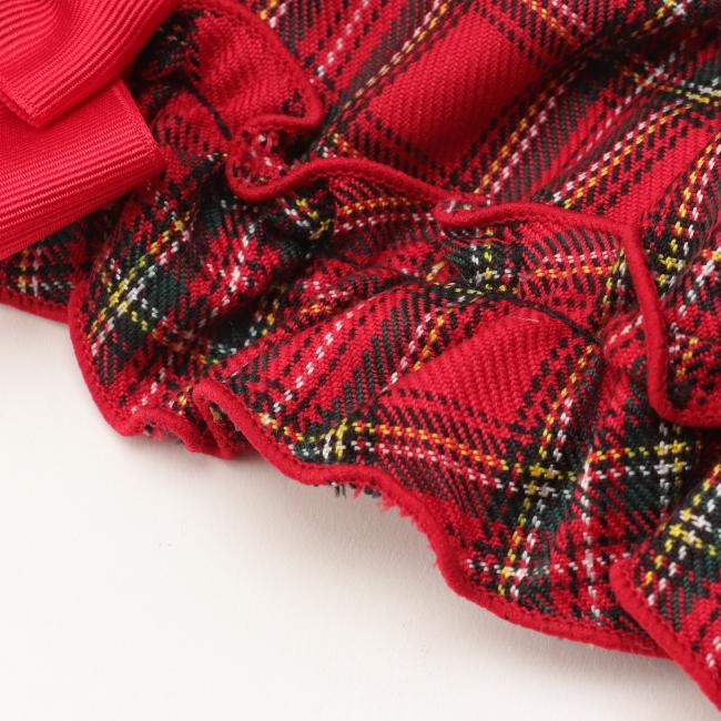 CanNana 犬服 セーター ドッグウェア 白襟タータンチェックワンピース