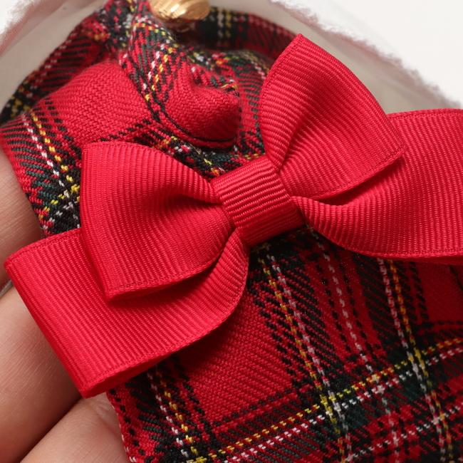 CanNana 犬服 セーター ドッグウェア 白襟タータンチェックワンピース