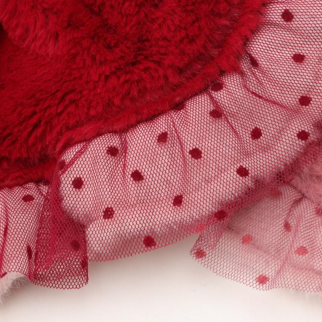 犬服 パーティードレス  きゃんくまパフスリーブワンピース クマ 秋 冬服 冬ワンピ きゃんナナ SS-Lサイズ ドッグウェアレッド ピンク CANNANA DOGWEARの画像