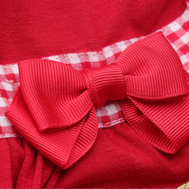 CanNana 犬服 春 レトロいちごギンガムフリルワンピース SS-Lサイズ