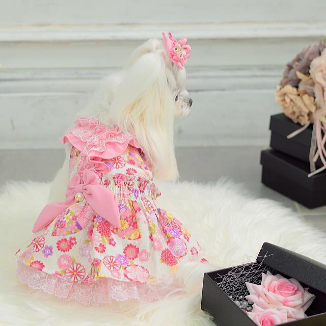 CanNana 新作 ドッグウェア 犬服 着物風 秋冬【きゃんナナ】花柄