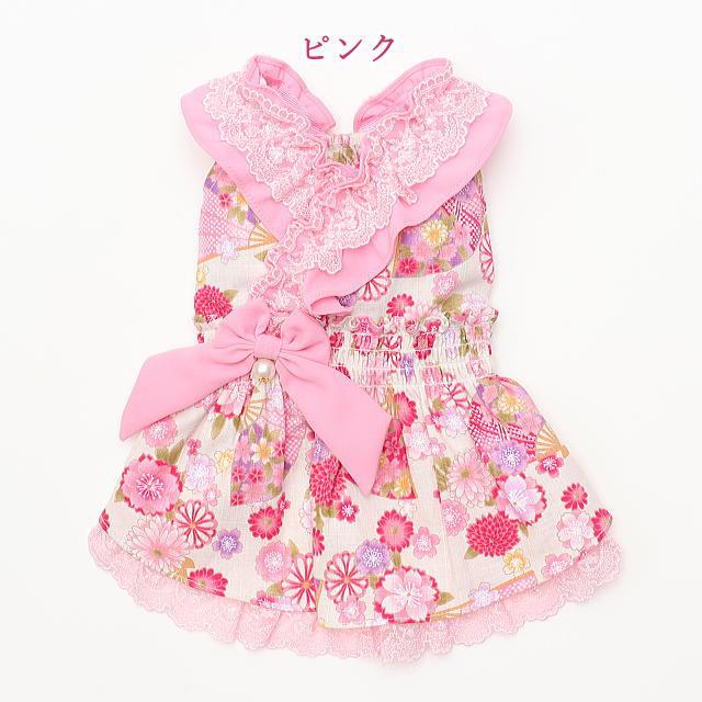 CanNana 新作 ドッグウェア 犬服 着物風 秋冬【きゃんナナ】花柄和ロリ