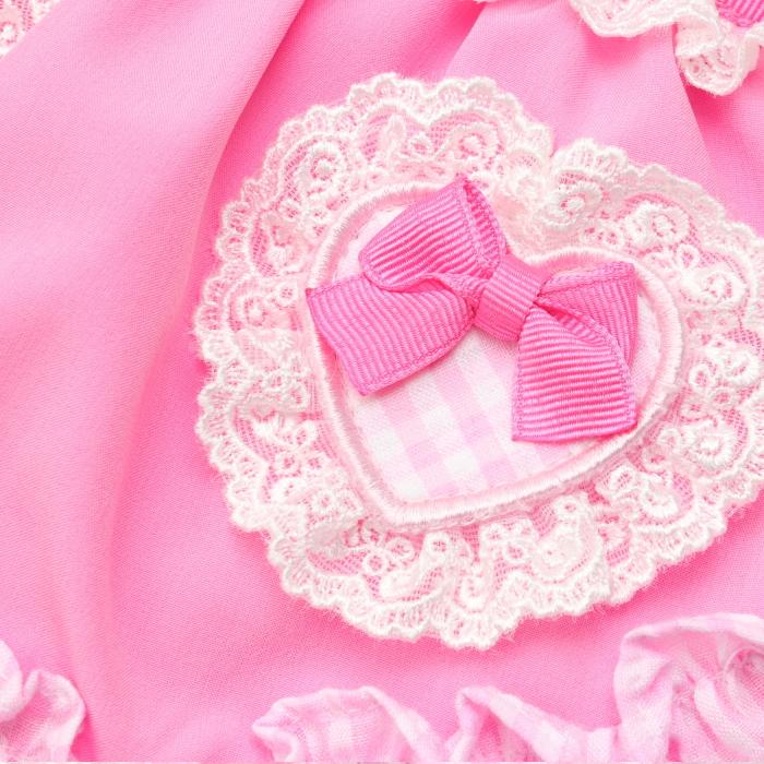 CanNana 犬服 春 夏 ワンピース ピンク キャンナナ ハートギンガム