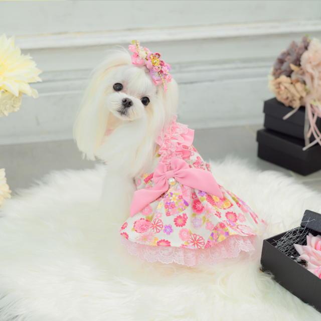 CanNana 新作 犬 リボン 猫 【きゃんナナ】和ロリつまみ細工バレッタ