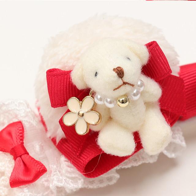 CanNana 新作 犬 リボン 猫 くま耳【きゃんナナ】くまいちごバレッタ