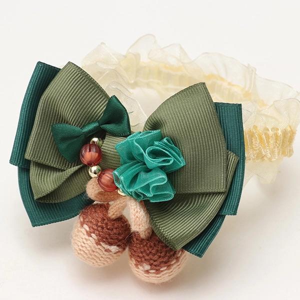 短毛シュシュ、ボタニカルフラワー柄(バーガンディ)わんちゃん猫ちゃん