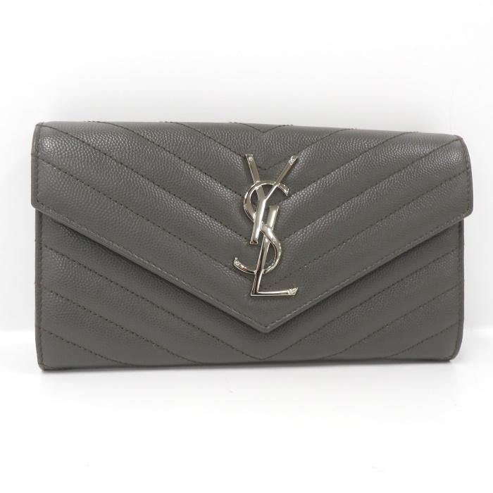 Yves Saint Laurent 【中古】SAINT LAURENT 二つ折り長財布 レザー 