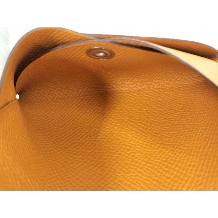 エルメス カルヴィ デュオ ヴォーエプソン コインケース オレンジ U刻印 エルメス コインケース カルヴィ デュオ オレンジ/シルバー金具