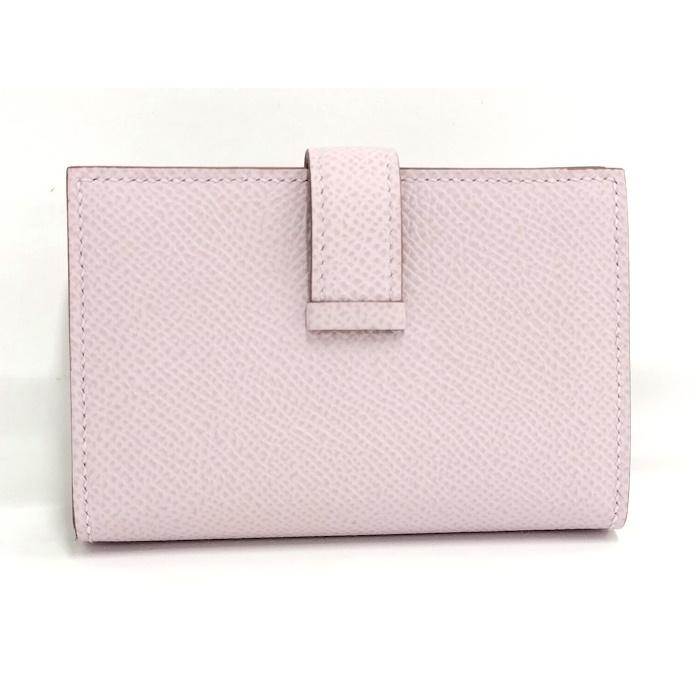 HERMES 二つ折り財布 ベアン コンパクト ミニ レザー ピンク U HERMES 二つ折り財布 ベアン コンパクト ミニ レザー ピンク U