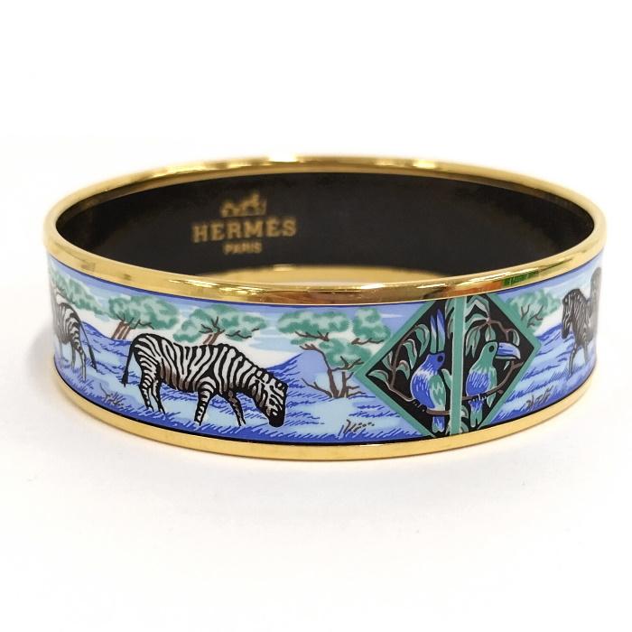 HERMES 【中古】HERMES エマイユ バングル 七宝焼 シマウマ  