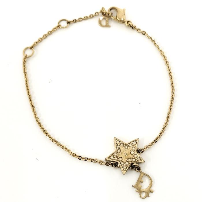 Christian Dior ブレスレット ロゴ スター メッキ ラインストーン 