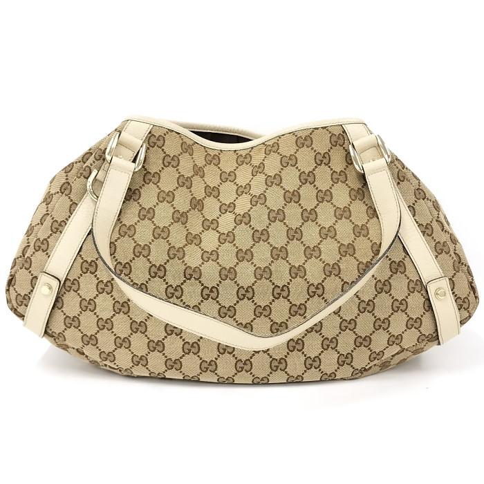 【中古】GUCCI トートバッグ キャンバス ベージュ アイボリー 130736 493492｜junglejungle｜02