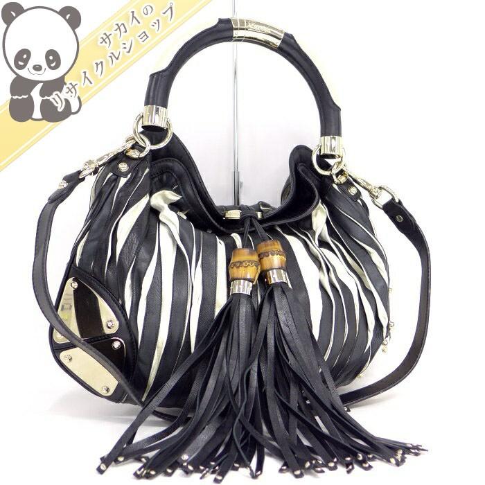 GUCCI 【中古】GUCCI バンブー 2WAY ショルダーバッグ タッセル 