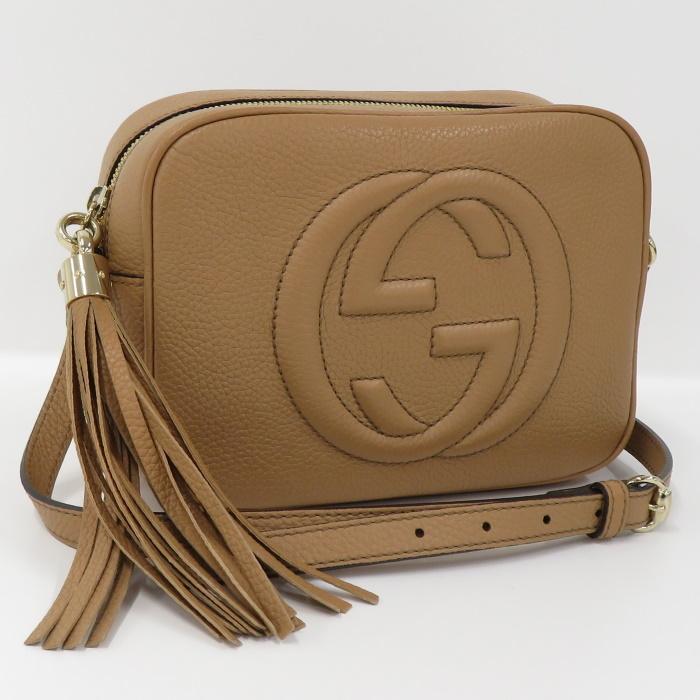 GUCCI ショルダーバッグインターロッキングソーホーレザーブラウン