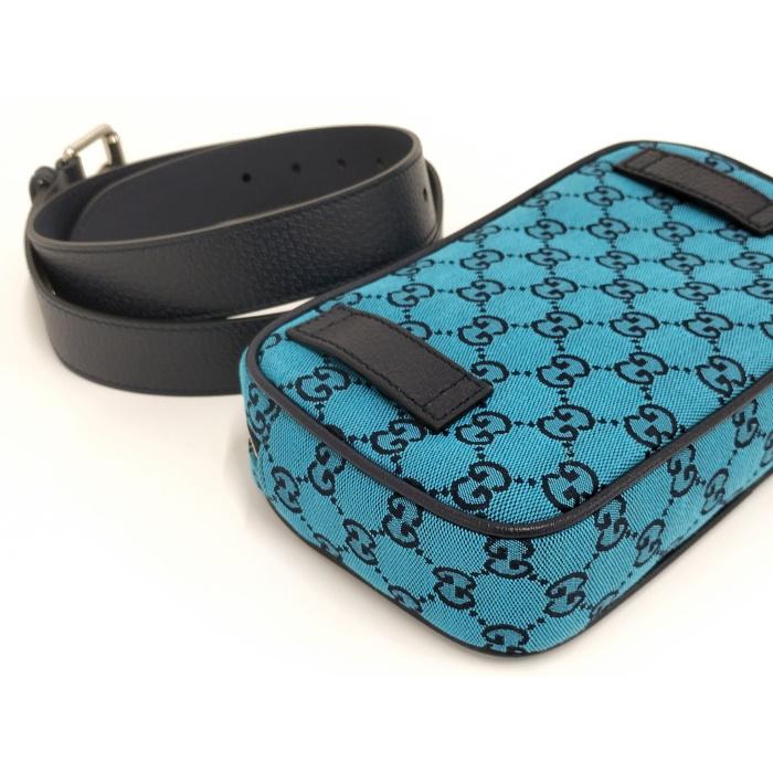 GUCCI ボディバッグ ウエストバッグ GGキャンバス ブルー 658657
