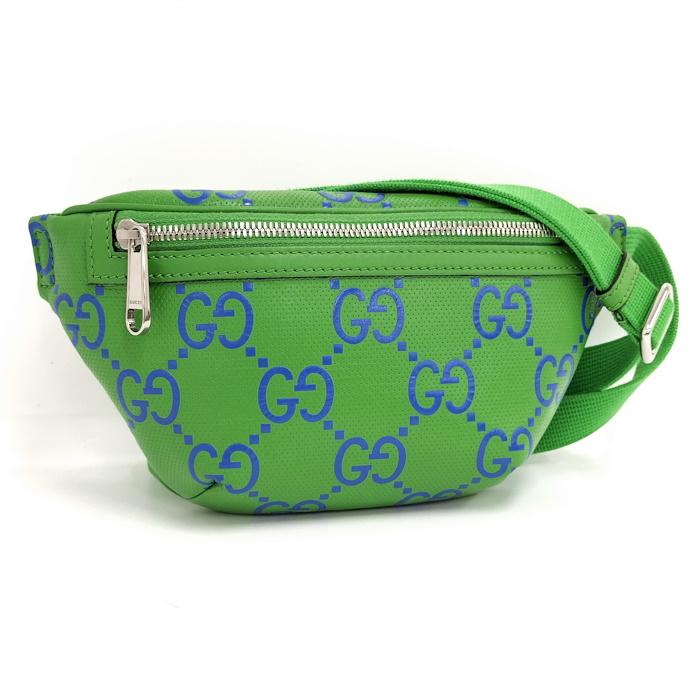 GUCCI 【中古】GUCCI ウエストバッグ GGエンボス レザー グリーン 