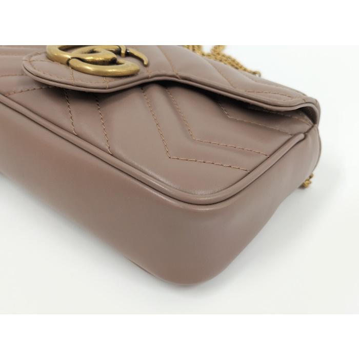 GUCCI 【中古】GUCCI ショルダーバッグ GGマーモント レザー ピンク  