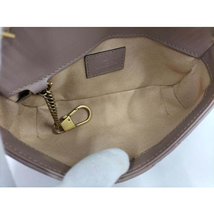 GUCCI 【中古】GUCCI ショルダーバッグ GGマーモント レザー ピンク  
