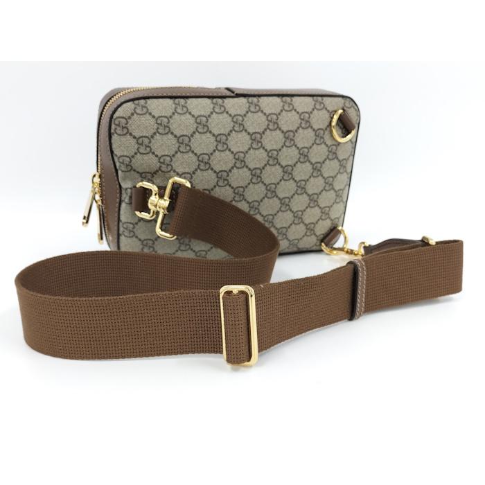 【GUCCI】ショルダーバッグ　GGスプリーム　PVC ブラウン GUCCI（グッチ） ショルダーバッグ GGスプリーム PVC レザー ベージュ