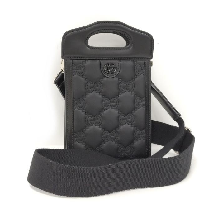 GUCCI 【中古】GUCCI ミニ トップハンドルバッグ GGマトラッセ レザー  