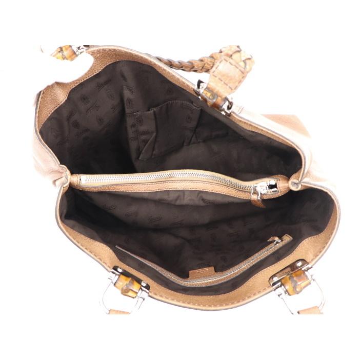 GUCCI 【中古】グッチ バンブー ショルダーバッグ 編み込みハンドル GG 