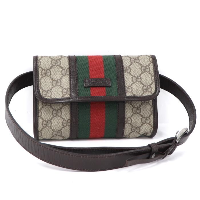 Gucci グッチ シェリーライン ウエストバッグ ショルダーバッグ キャンバス Blk Srijime Org