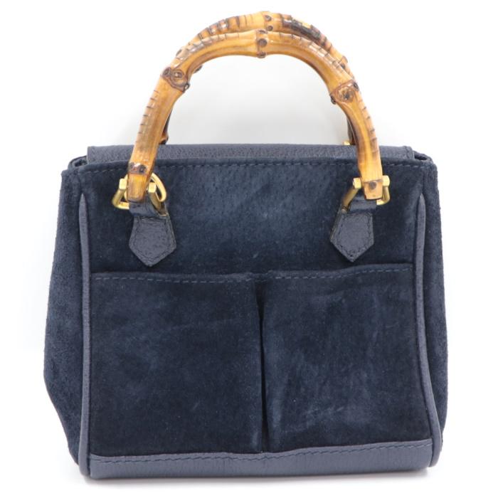 ⭐️美品⭐️グッチ GUCCI バンブー スェード ハンドバッグ 小さ目 ネイビー GUCCI 【中古】GUCCI ハンドバッグ バンブー スエード ネイビー