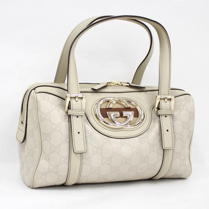 中古】グッチ ミニボストンバッグ ニューブリット ダブルG レザー