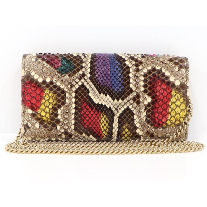 GUCCI 【中古】グッチ GGマーモント チェーンウォレット パイソン  