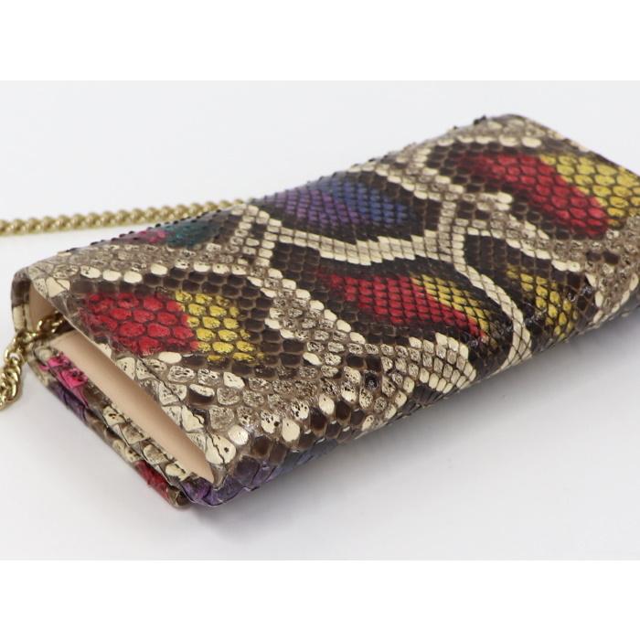 GUCCI 【中古】グッチ GGマーモント チェーンウォレット パイソン  