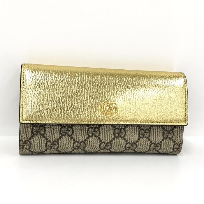 GUCCI 二つ折り 長財布 ダブルG GGスプリーム コンチネンタル 
