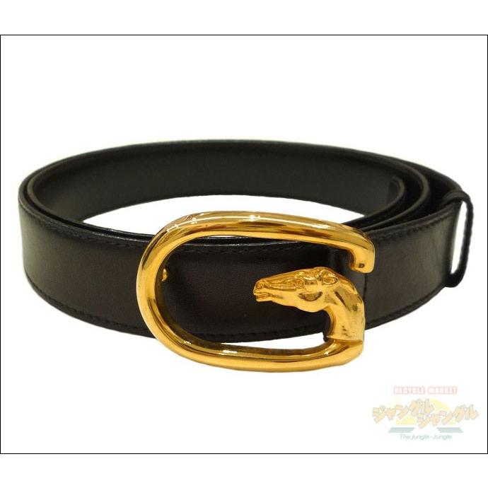 GUCCI グッチ レザーベルト 馬モチーフ オールド ブラック(黒 GUCCI グッチ レザーベルト 馬モチーフ オールド ブラック(黒