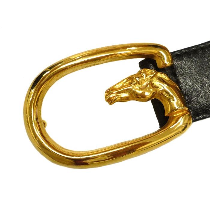 GUCCI グッチ レザーベルト 馬モチーフ オールド ブラック(黒 GUCCI グッチ レザーベルト 馬モチーフ オールド ブラック(黒