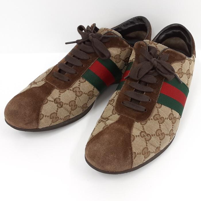 GUCCI 【中古】グッチ スニーカー GGキャンバス スエード シェリー 