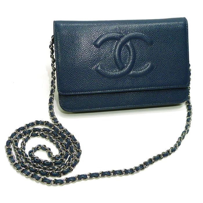 キャビアスキン CHANEL チェーン ウォレット 財布 ショルダーバッグ  