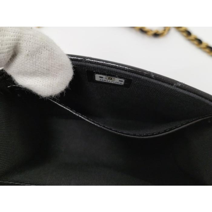 【中古】CHANEL チェーン ショルダーバック ゴールド金具 ポシェット マトラッセ ラムスキン ブラック｜junglejungle｜09