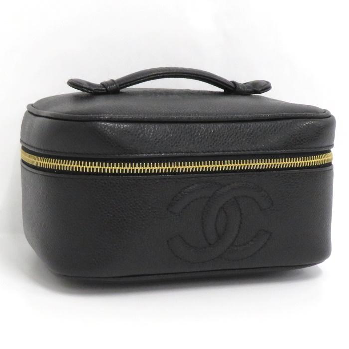 【中古】CHANEL ヴァニティバッグ ココマーク キャビアスキン ブラック A01997 :2000112259600034:ジャングル