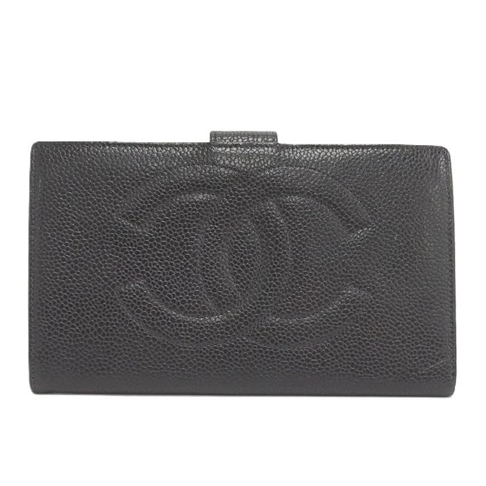 CHANEL がま口長財布 ココマーク キャビアスキン ブラック CHANEL がま口長財布 ココマーク キャビアスキン ブラック