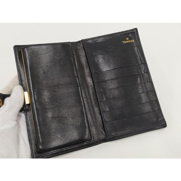CHANEL がま口長財布 ココマーク キャビアスキン ブラック CHANEL がま口長財布 ココマーク キャビアスキン ブラック